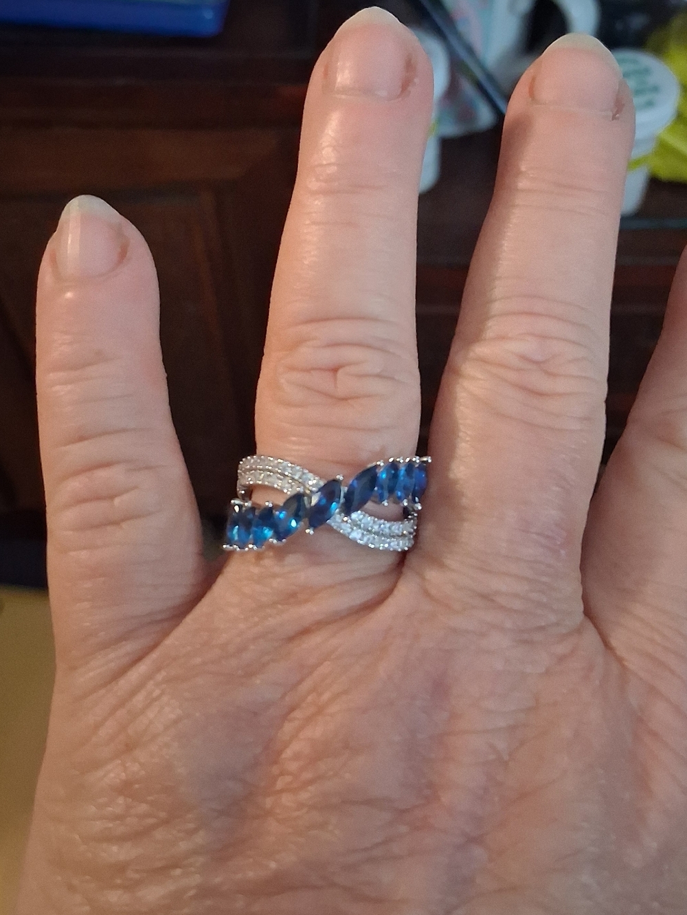 Twisted CZ Ring In Nickel Free Sterling Plated Size 7